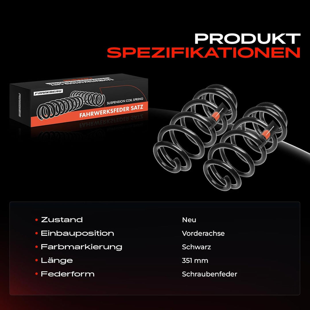 Frankberg 2x Federn Fahrwerksfeder Vorderachse Kompatibel mit P.a.s.s.a.t 3B3 2.3L 2000-2005 P.a.s.s