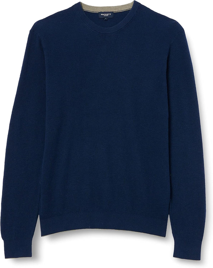 Hackett London Herren Rib Knit Crew Pullover S Blau (Marineblau), S Blau (Marineblau)