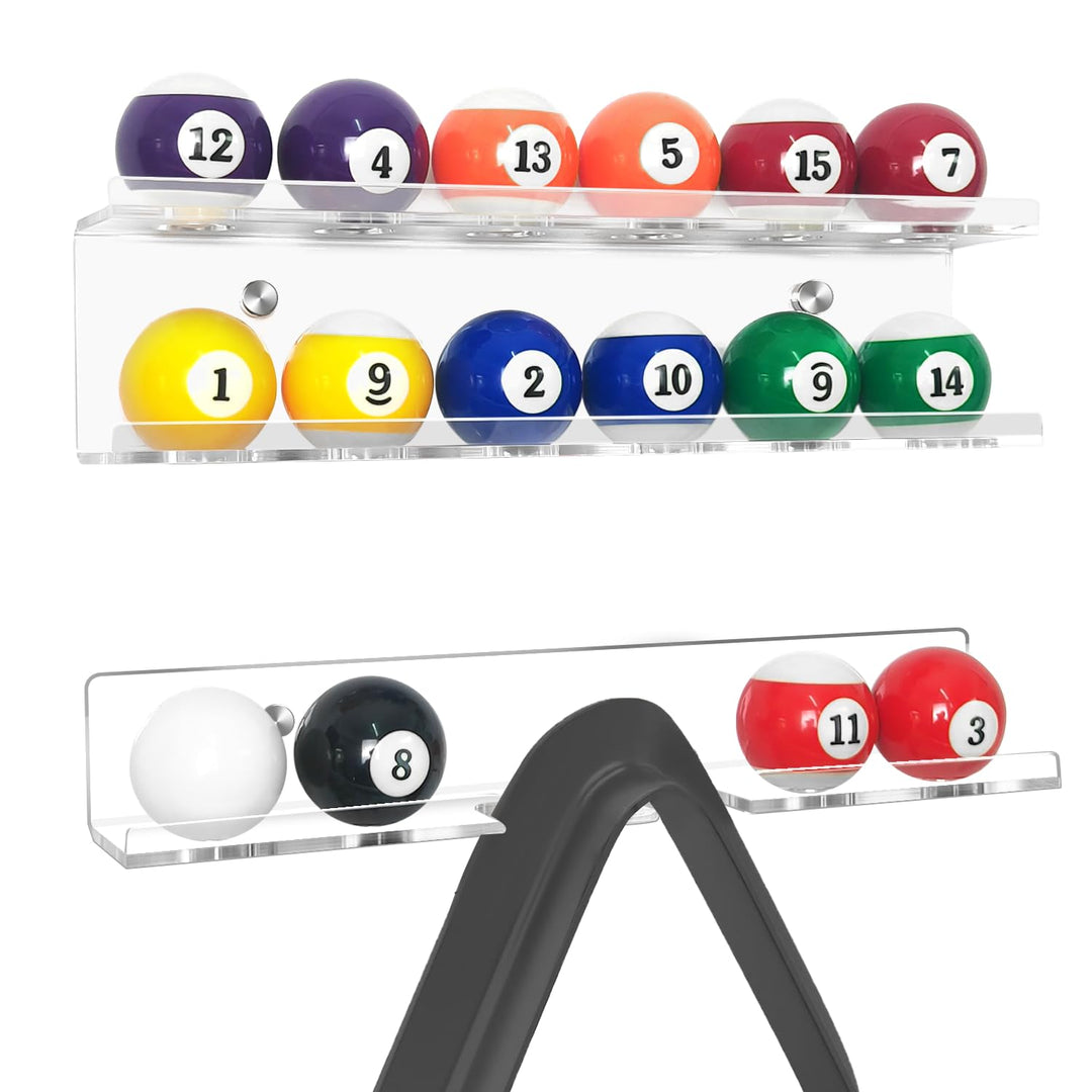 Acryl Pool Rack &amp; Ball Halter Wandhalterung für 16 Billard, Dreieck, Queuekugel