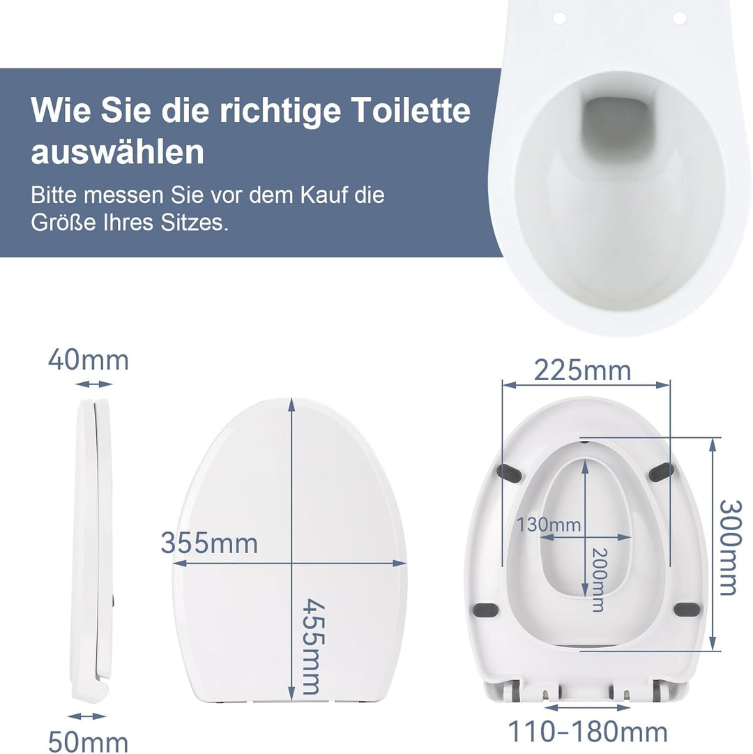 Toilettendeckel mit Absenkautomatik Familien-Toilettensitz – Weicher Anti-Splat Toilettensitz mit So