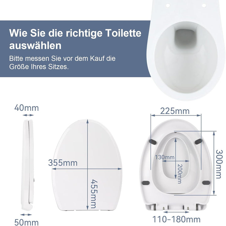 Toilettendeckel mit Absenkautomatik Familien-Toilettensitz – Weicher Anti-Splat Toilettensitz mit So