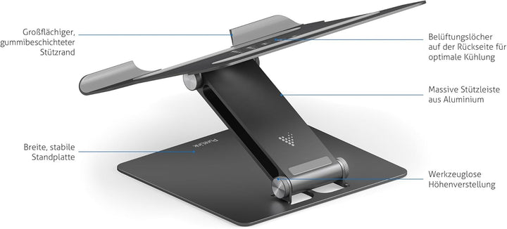 PureLink Vuelogic höhenverstellbarer Laptop Ständer, ergonomischer Notebookhalter für Schreibtische,