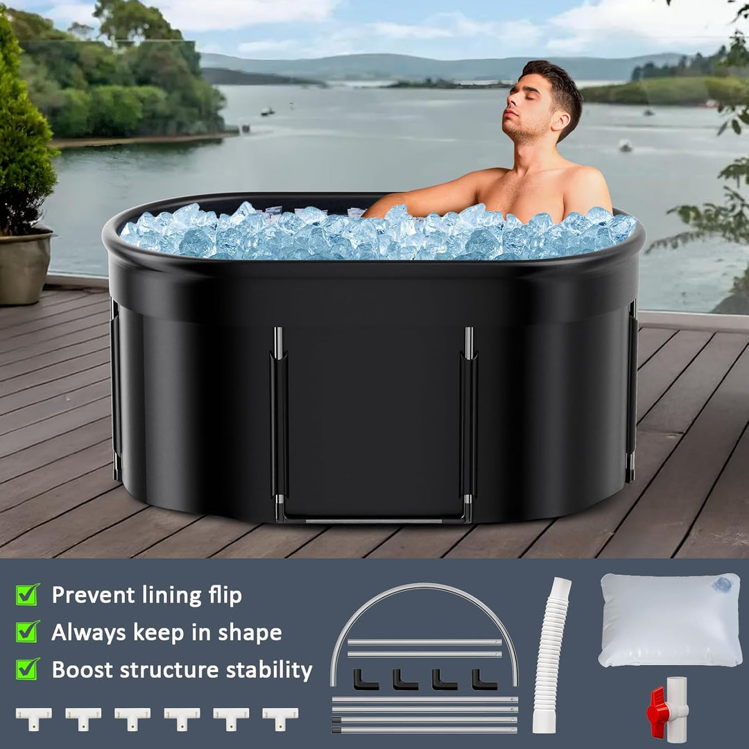 Premium 120 cm ovales Eisbad, Mobile Faltbare Badewanne, Eisbad-Kaltwasserbad für die Erholung im Fr