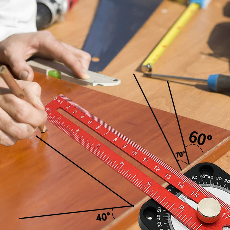 Frunimall Holzarbeiter Randregel,Holzbearbeitung Kantenlineal,360° Einstellbare Winkel,Holzbearbeitu
