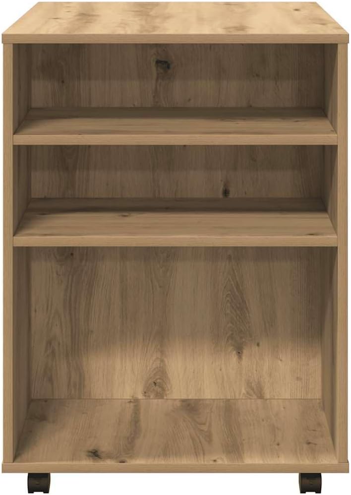 Rollschrank Artisan-Eiche 60x53x72 cm Holzwerkstoff Rollcontainer mit Regalen Mobiler Aktenschrank m