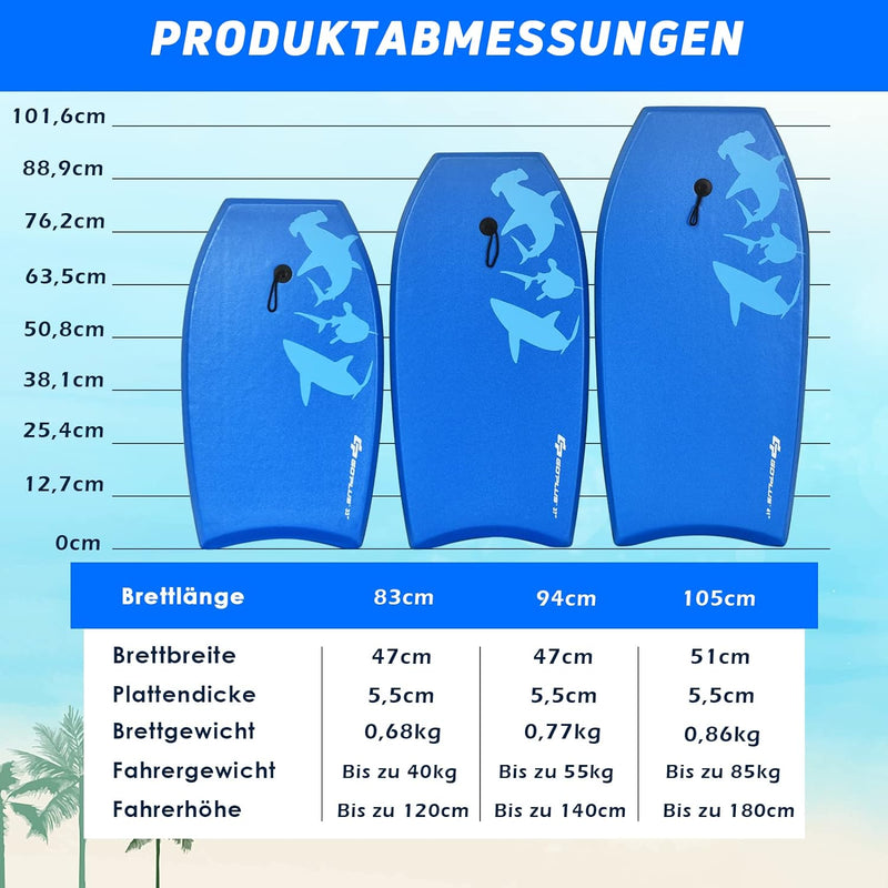 GOPLUS Surfboard Surfbrett Bodyboard Shortboard Schwimmbrett Farbwahl, Schwimmboard 94x47x5,5cm (Him