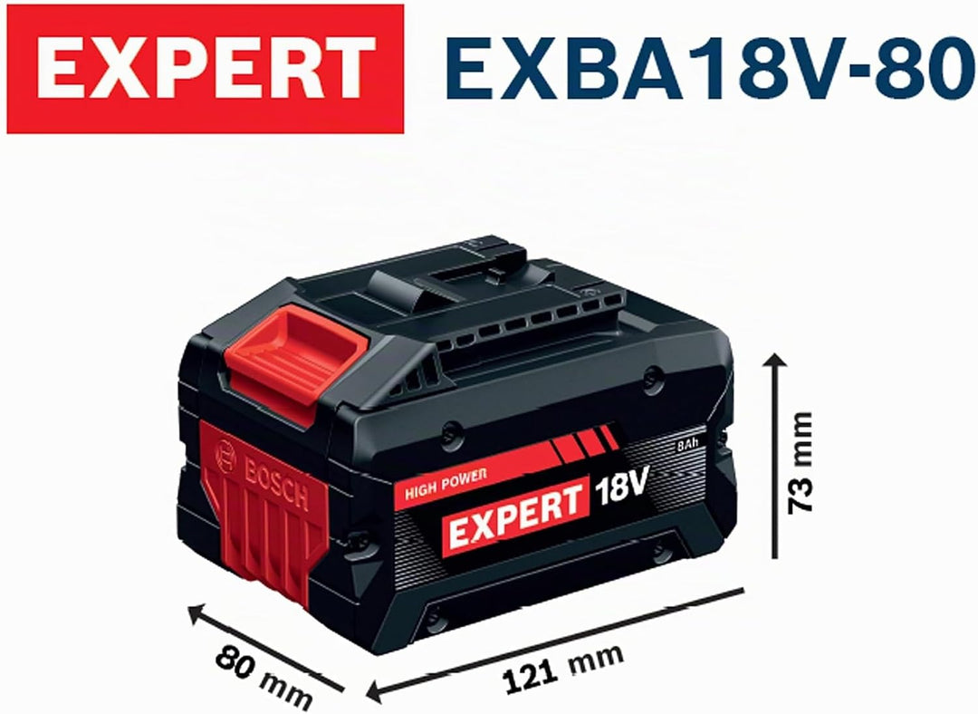 Bosch EXPERT 18V System Hochleistungs-Starter-Set: EXBA18V-80 + 1x ultraschnelles Ladegerät EXAL18V-