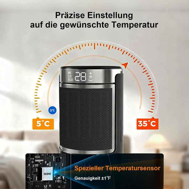 YASHE Heizlüfter Energiesparend 1500W Infrarotheizung mit Fernbedienung, Thermostat PTC-Keramik Heiz