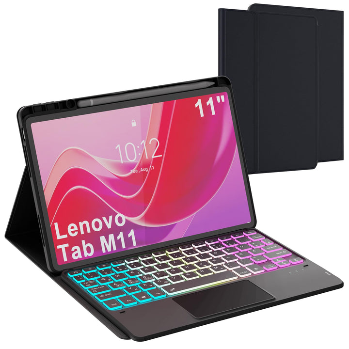 für Lenovo Tab M11 2024 11 Zoll Hülle mit Tastatur: 7-Farbige Beleuchtung QWERTZ Deutsches Tastatur