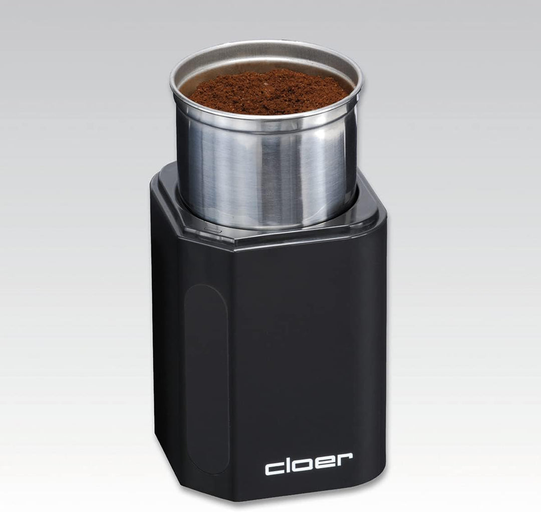 Cloer 7580 Elektrische Kaffee-und Gewürzmühle, 200 W, für Pesto, Nüsse und Getreide, bis zu 70 g Kaf