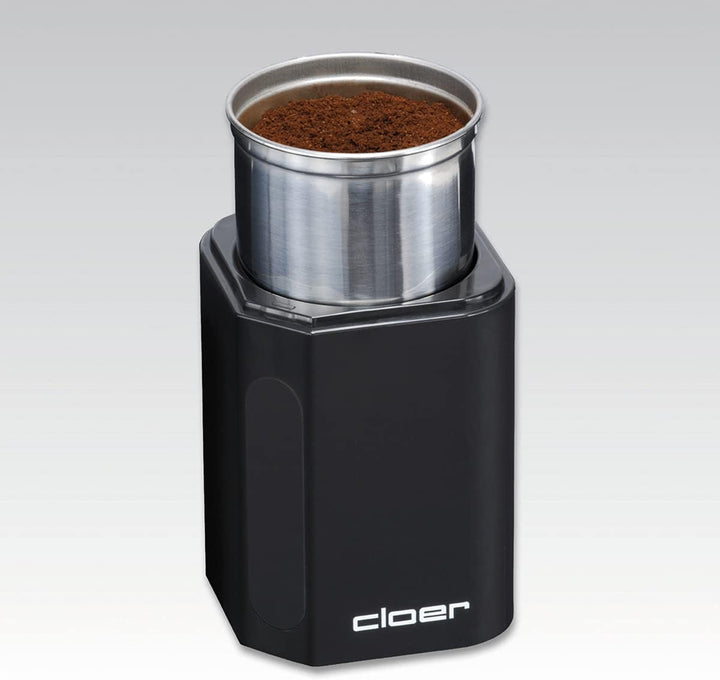 Cloer 7580 Elektrische Kaffee-und Gewürzmühle, 200 W, für Pesto, Nüsse und Getreide, bis zu 70 g Kaf