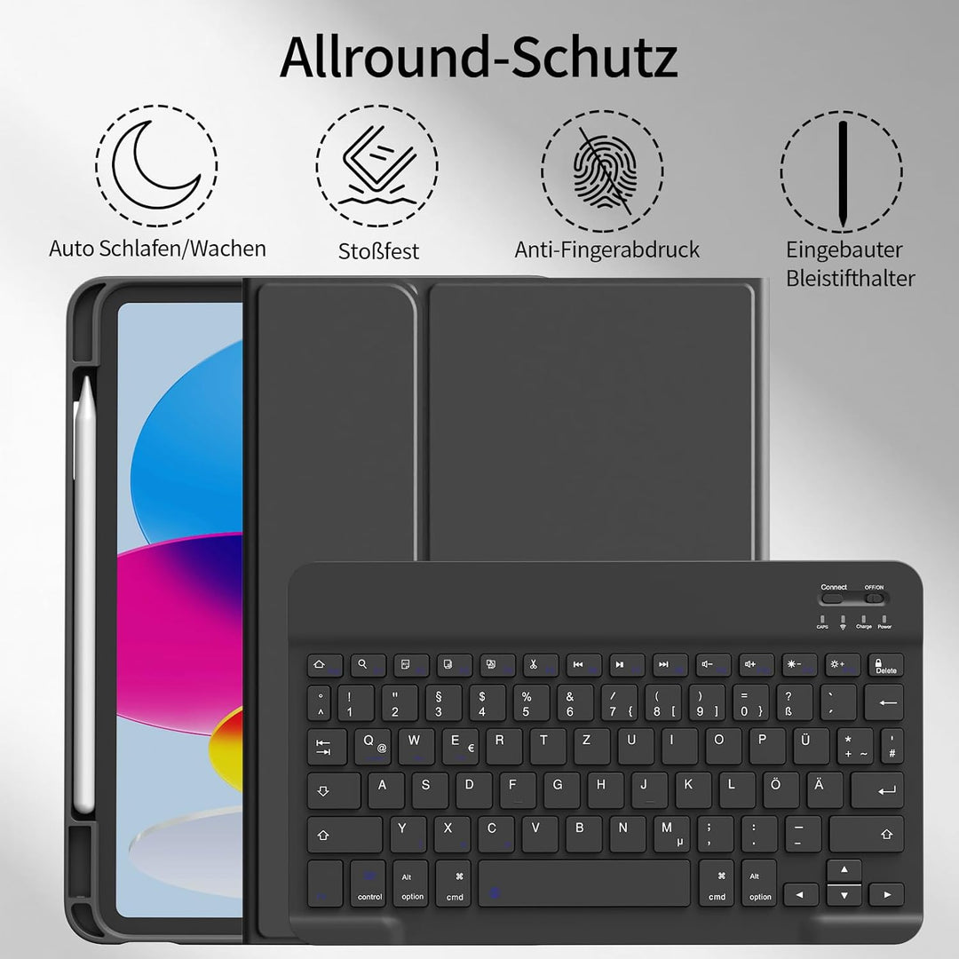 Tastatur Hülle für iPad 11. Generation 2025 A16, iPad 10. Generation 2022 10,9 Zoll, Weiche TPU Hüll