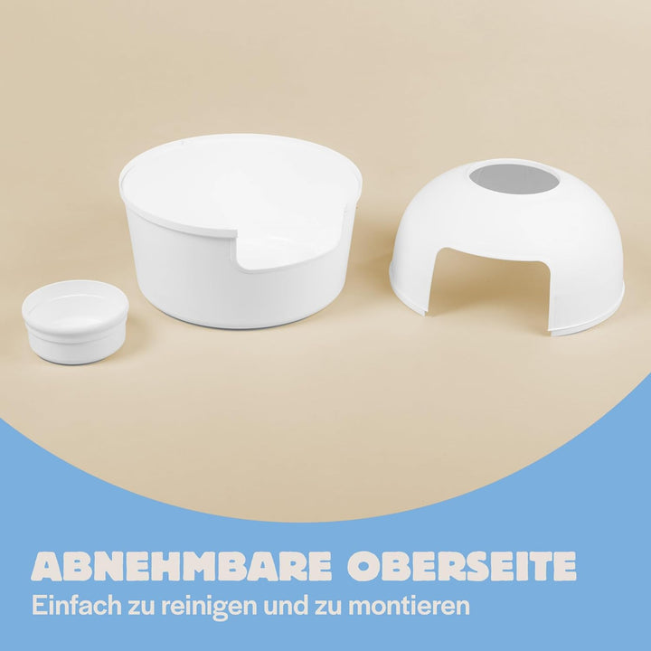 RHRQuality Katzentoilette Flower XXL unsichtbare Katzenklo mit Deckel 51Ø x 55cm (Weiss), Weiss