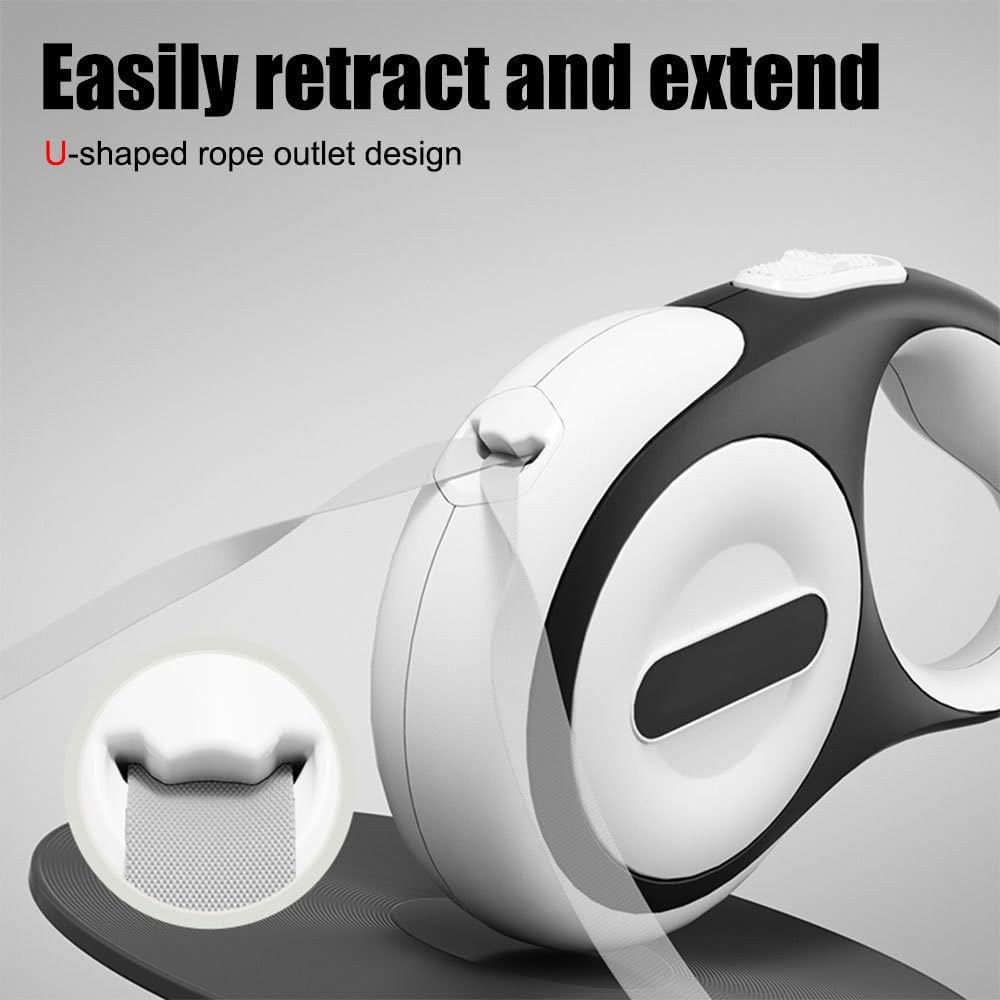 Hundeleine 5m, Einziehbar Hunde Rollleine mit LED Licht, Ausziehleine mit Schnellbremsknopf für Trai