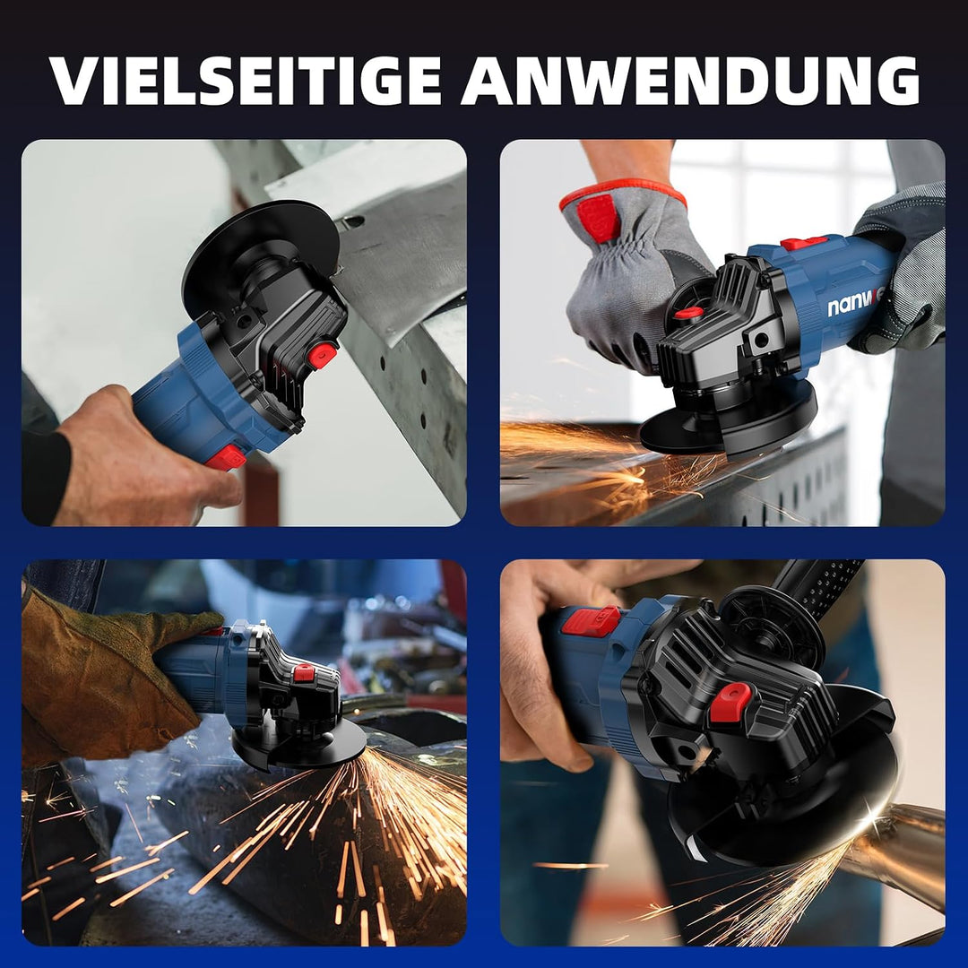 NANWEI Akku-Winkelschleifer, kompatibel mit Makita 18V-Akku, 125 mm bürstenloser Winkelschleifer, El