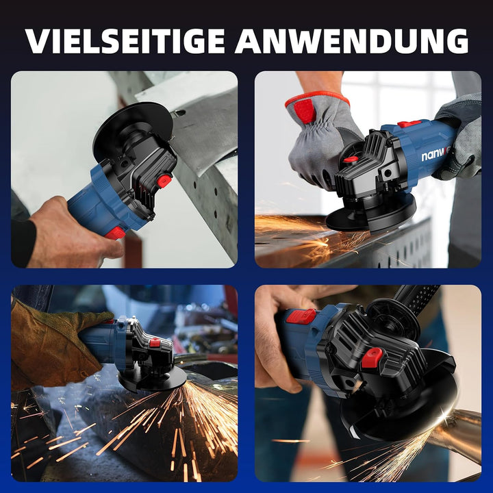 NANWEI Akku-Winkelschleifer, kompatibel mit Makita 18V-Akku, 125 mm bürstenloser Winkelschleifer, El