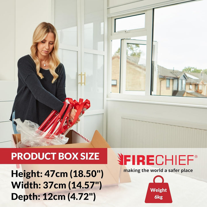 Firechief FEL730 Feuerschutzleiter, 3 Etagen, zusammenklappbar, extra breite Trittflächen, 3 Etagen