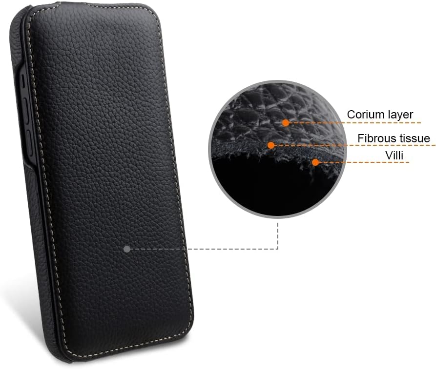 STILGUT UltraSlim kompatibel mit iPhone 14 Plus (6.7") Hülle - iPhone 14 Plus Flip Case aus Leder, K