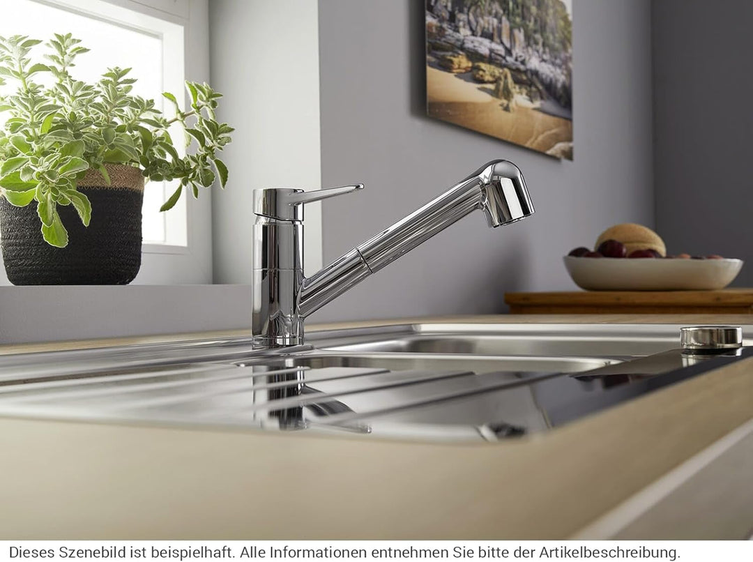 BLANCO WEGA-S II | Küchenarmatur in chrom | Hochdruck | Mit herausziehbarem Schlauch | Rückflussverh