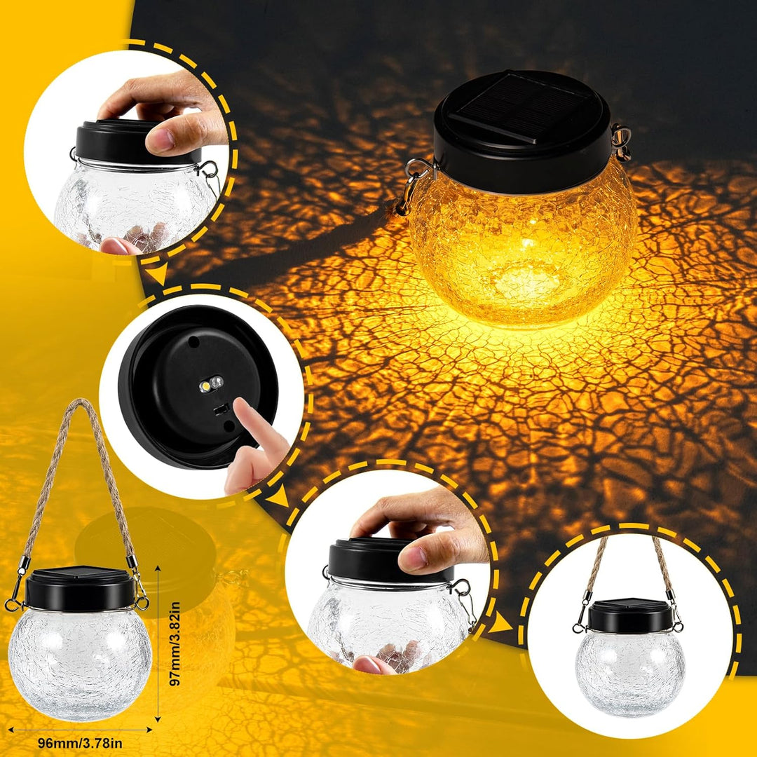 Solar Laternen Aussen 2er Set - IP65 wasserdichte Hängende Solarlampen mit Warm-Amber & RGB Farben,