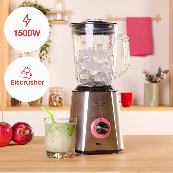 Solac BV5728 Die Schöne und das Biest 1500 - Glasmixer, 1500W, 6 Edelstahlklingen, 2 Geschwindigkeit