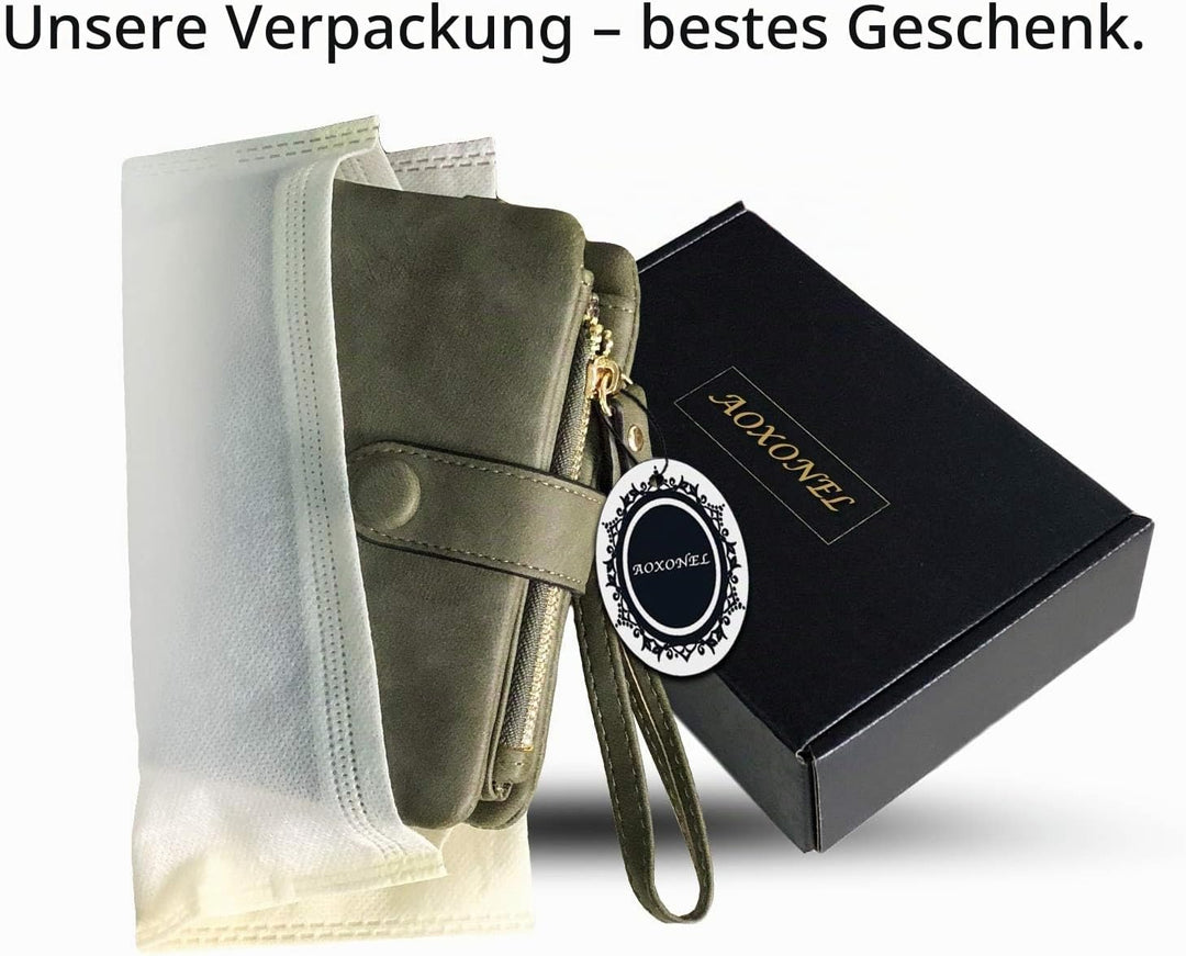 AOXONEL Damen Bifold Leather Wallet RFID blockiert Damen Armband mit kartenhalter-id Fenster geldbör