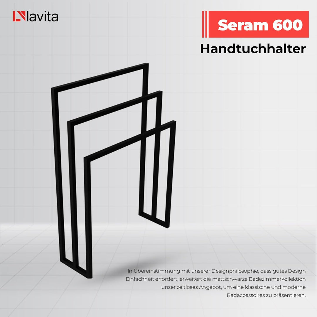 LAVITA SERAM 600 | Handtuchständer Schwarz | Freistehender stehend, Handtuchhalter | Stehend für Bad