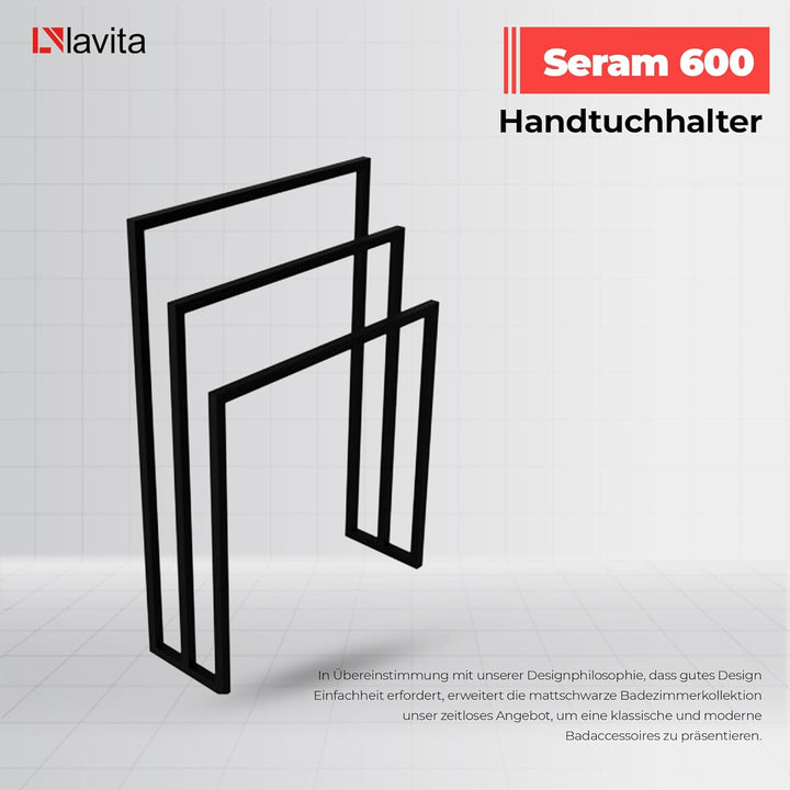 LAVITA SERAM 600 | Handtuchständer Schwarz | Freistehender stehend, Handtuchhalter | Stehend für Bad