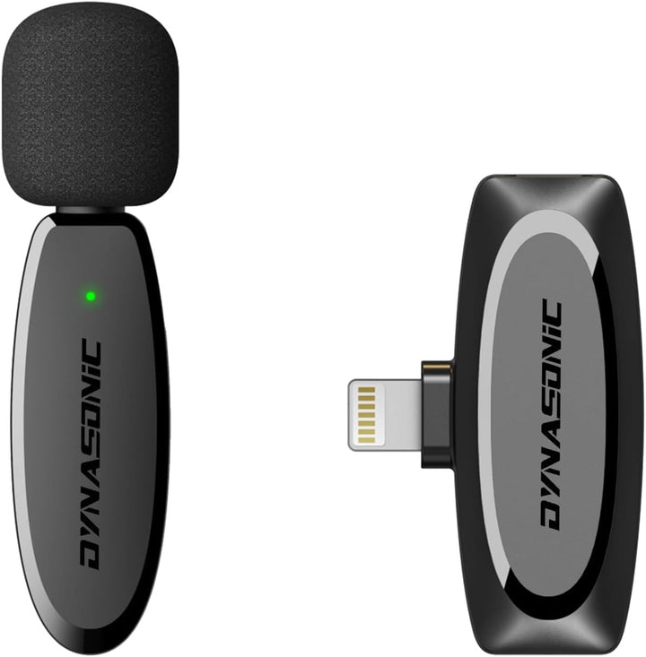 DYNASONIC DM-Pro 01 (2. Generation) Professionelles kabelloses Mikrofon für iPhone, Lavalier-Mikrofo
