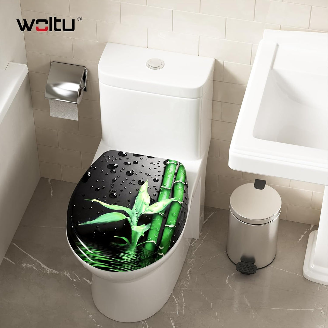 WOLTU WC Sitz mit Absenkautomatik,Toilettensitz Motiv, Toilettendeckel aus Duroplast, Stable Klodeck