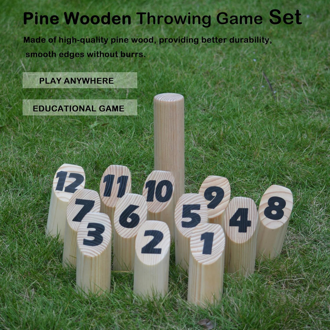Number Kubb Toss Game Stick Wurfspiel aus Hartholz (mit Tragetasche, Hinterhof) Backyard Wood, Backy