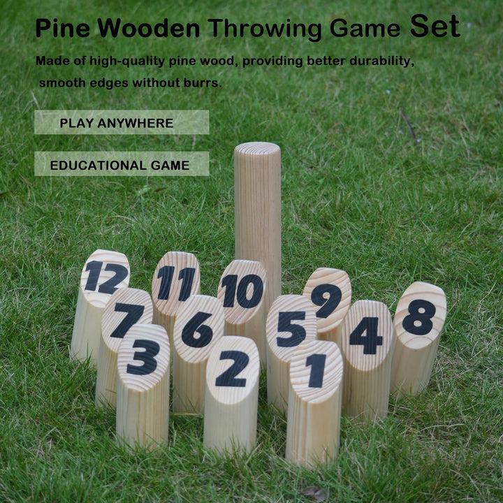 Number Kubb Toss Game Stick Wurfspiel aus Hartholz (mit Tragetasche, Hinterhof) Backyard Wood, Backy