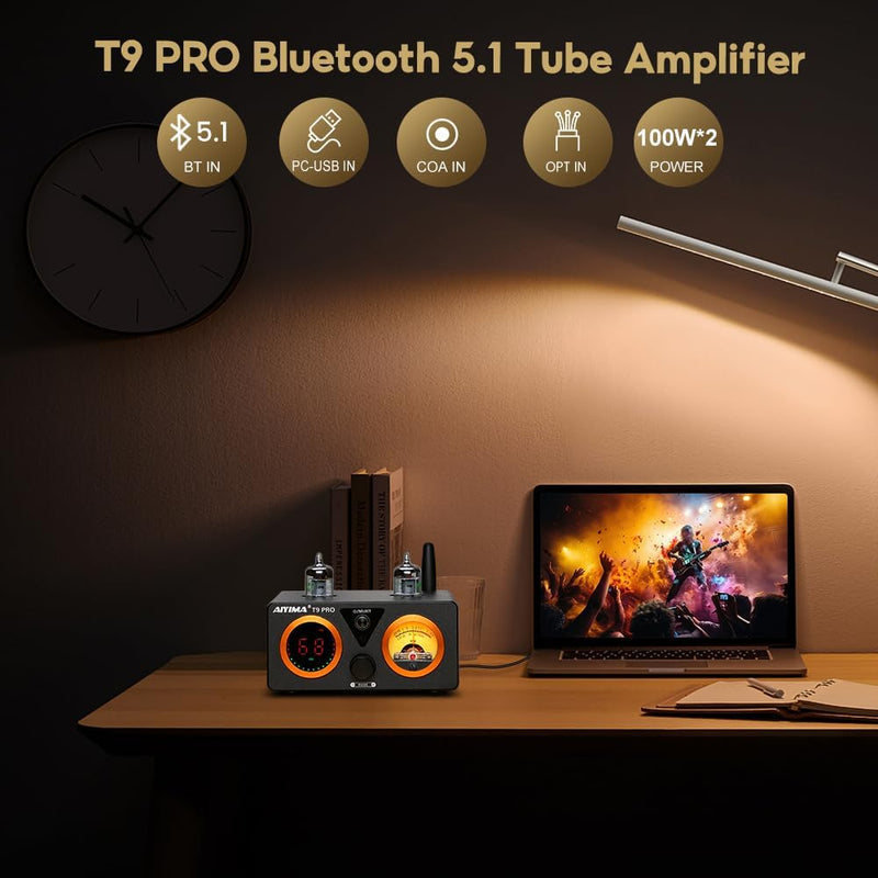AIYIMA T9PRO JAN5725 Vakuumröhrenverstärker 100Wx2 TPA3250 Stereo-USB-DAC-Verstärker QCC3031 Bluetoo