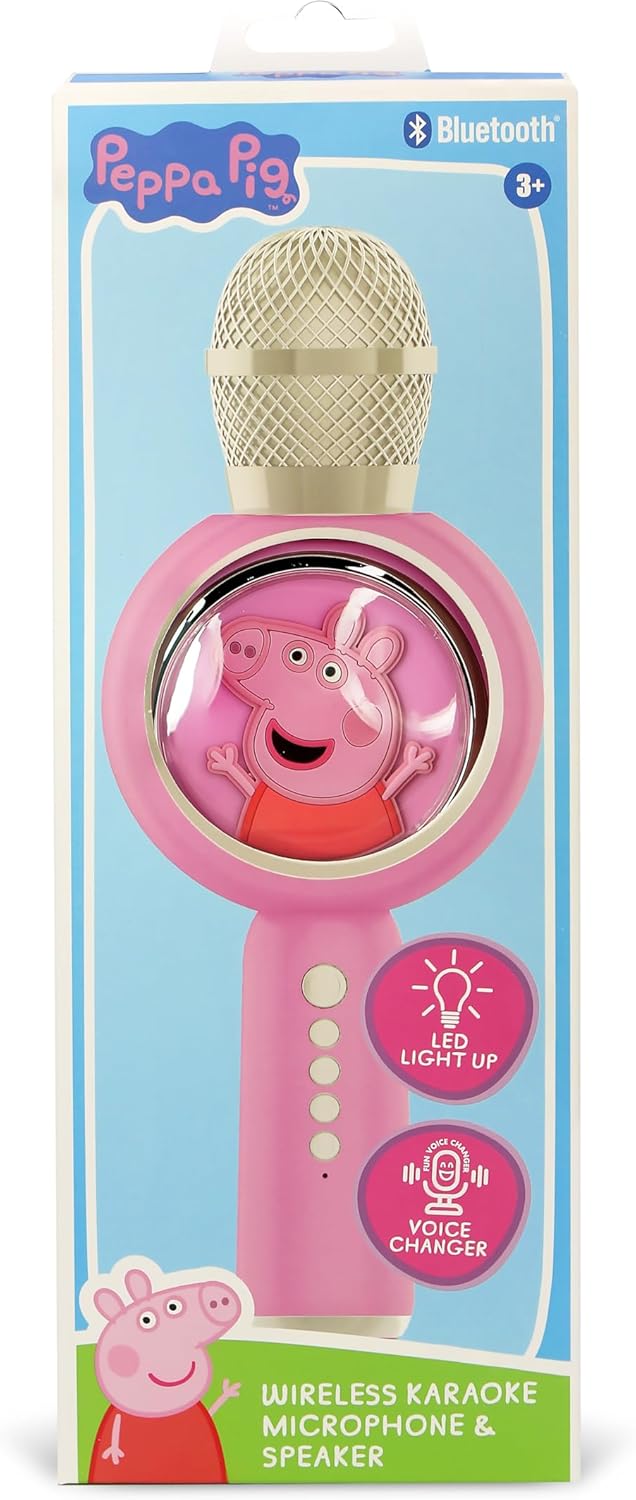 OTL Technologies Karaoke-Mikrofon mit kabellosem Lautsprecher Peppa Pig mit LED-Licht, POPSING Farbe