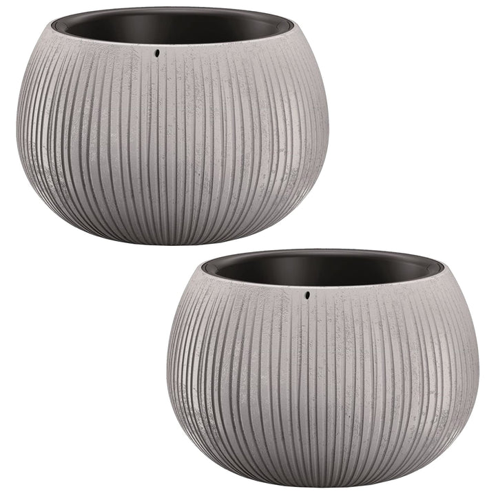 2x Prosperplast BETON BOWL de plástico CON depósito en color Cemento, 11 (alto) x 14,4 (ancho) x 14,