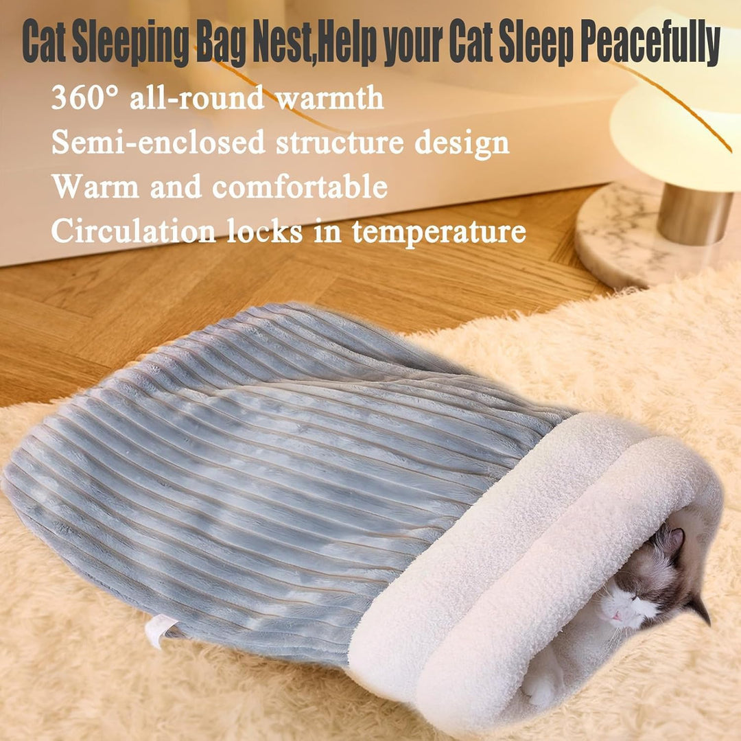 Katzenschlafsack,Gehanico Cat Sleeping Bag,Katzenschlafsack Katzenhöhle,Cat Winter Sleeping Bag,Blan