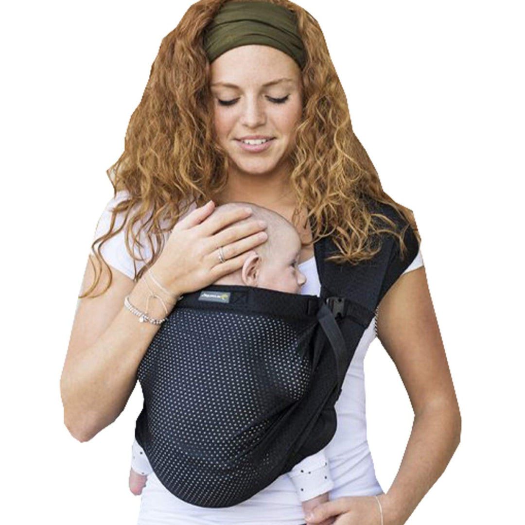 Minimonkey -Tragetuch Mini Sling schwarz für Neugeborene ab Geburt (0 - 2 Jahre) bis 15 kg - Sommer