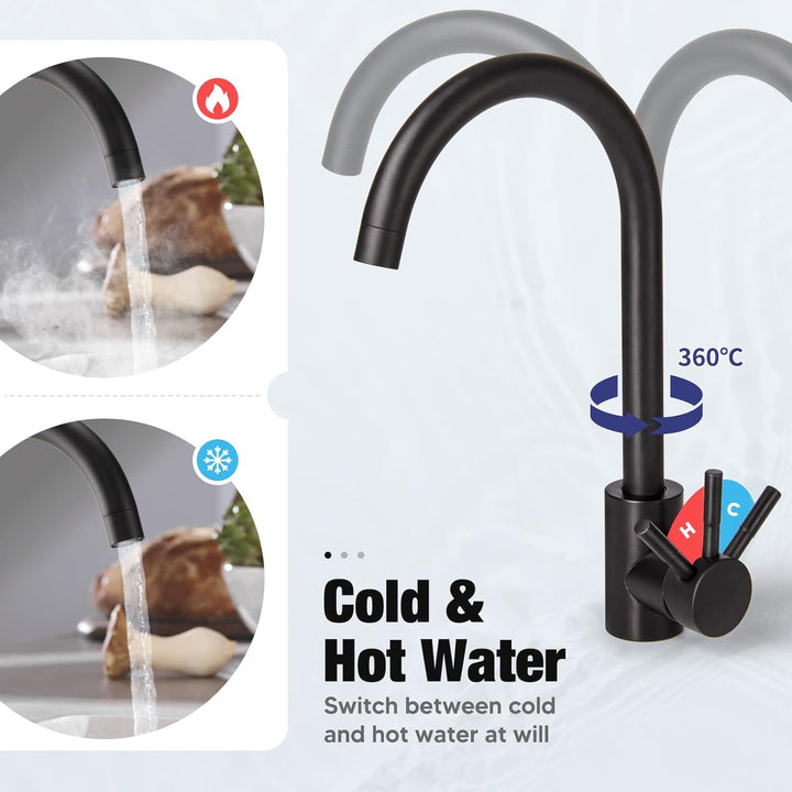 Wasserhahn Spültischarmatur Wasserhahn Küche 360° Drehbar Küchenarmatur aus Edelstah, Einstellbares
