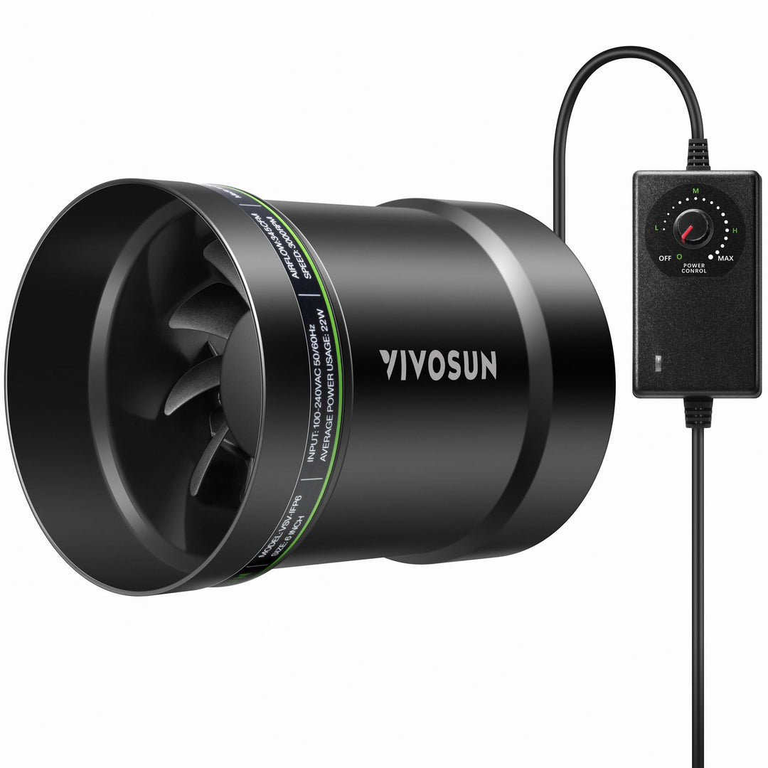 VIVOSUN Rohrventilator 150 mm mit Drehzahlregler, 587 m³/h leiser EC Rohrlüfter, Abluftventilator fü