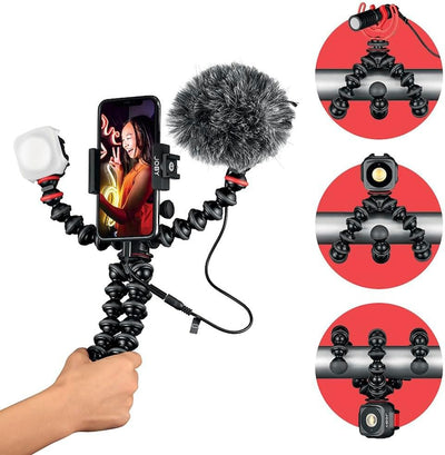 JOBY GorillaPod Mobile Vlogging Kit (Smartphone Rig, Micro Wavo Mobile, Mini LED Beamo) Flexibles St