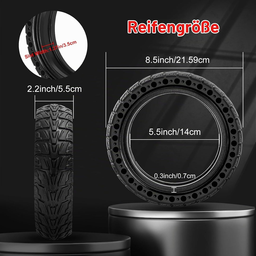 BANGTING 2PCS 50/75-6.1 E Scooter Solid Reifen, 8.5x2 zoll Vollgummireifen, 8 1/2 x2 Ersatzreifen fü