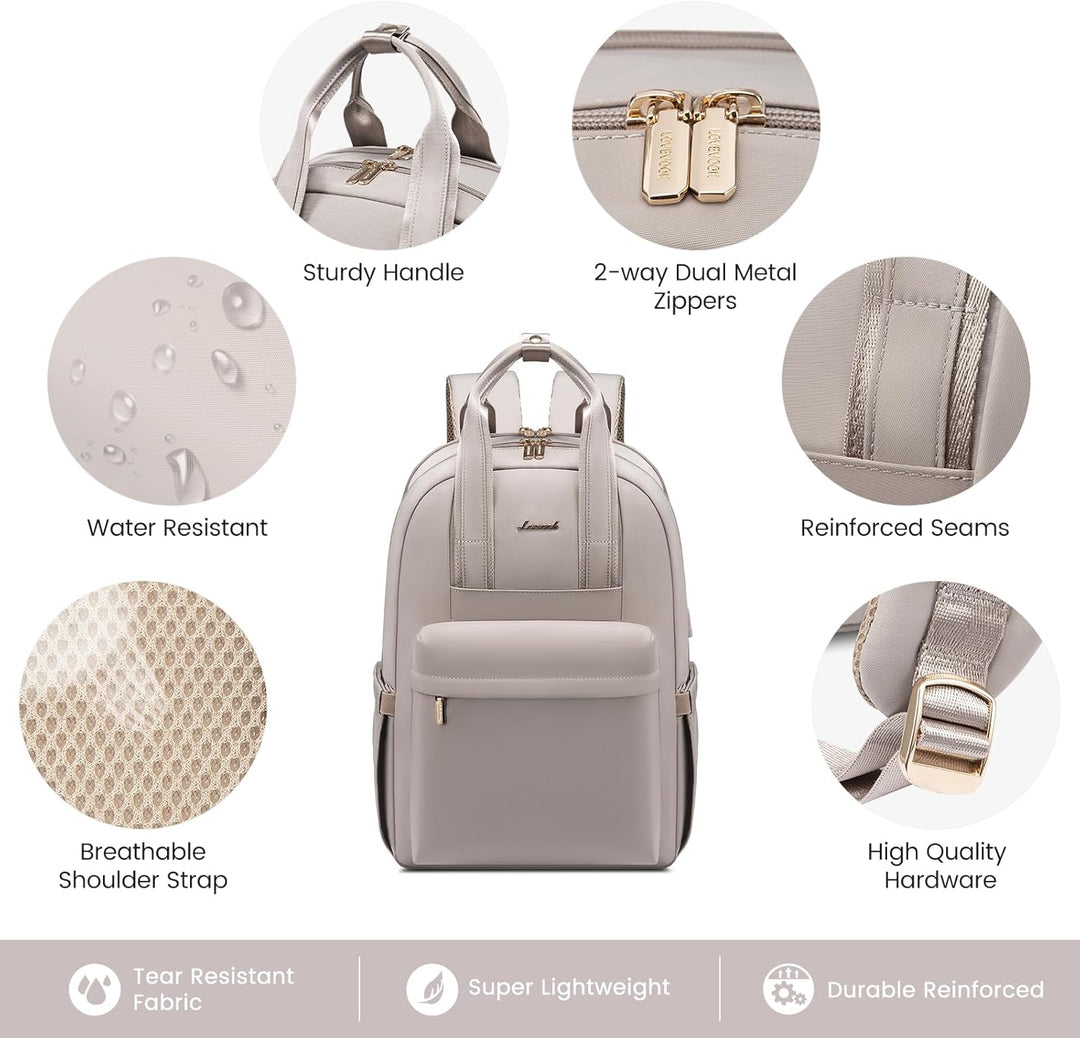 LOVEVOOK Rucksack Damen, 15,6 Zoll Laptop Rucksack Wasserdicht, Elegant Schulrucksack Teenager Mädch