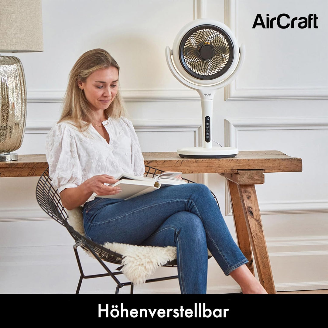 Lume AirCraft Home Ventilator mit Fernbedienung, LED-Licht und Timer, 3D-Oszillierender Luftumwälzer