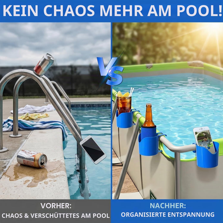 Pool Getränkehalter Set mit 4 Haltern und 4 Bierkühler Getränkehalter Pool zum Einhängen am Poolrand