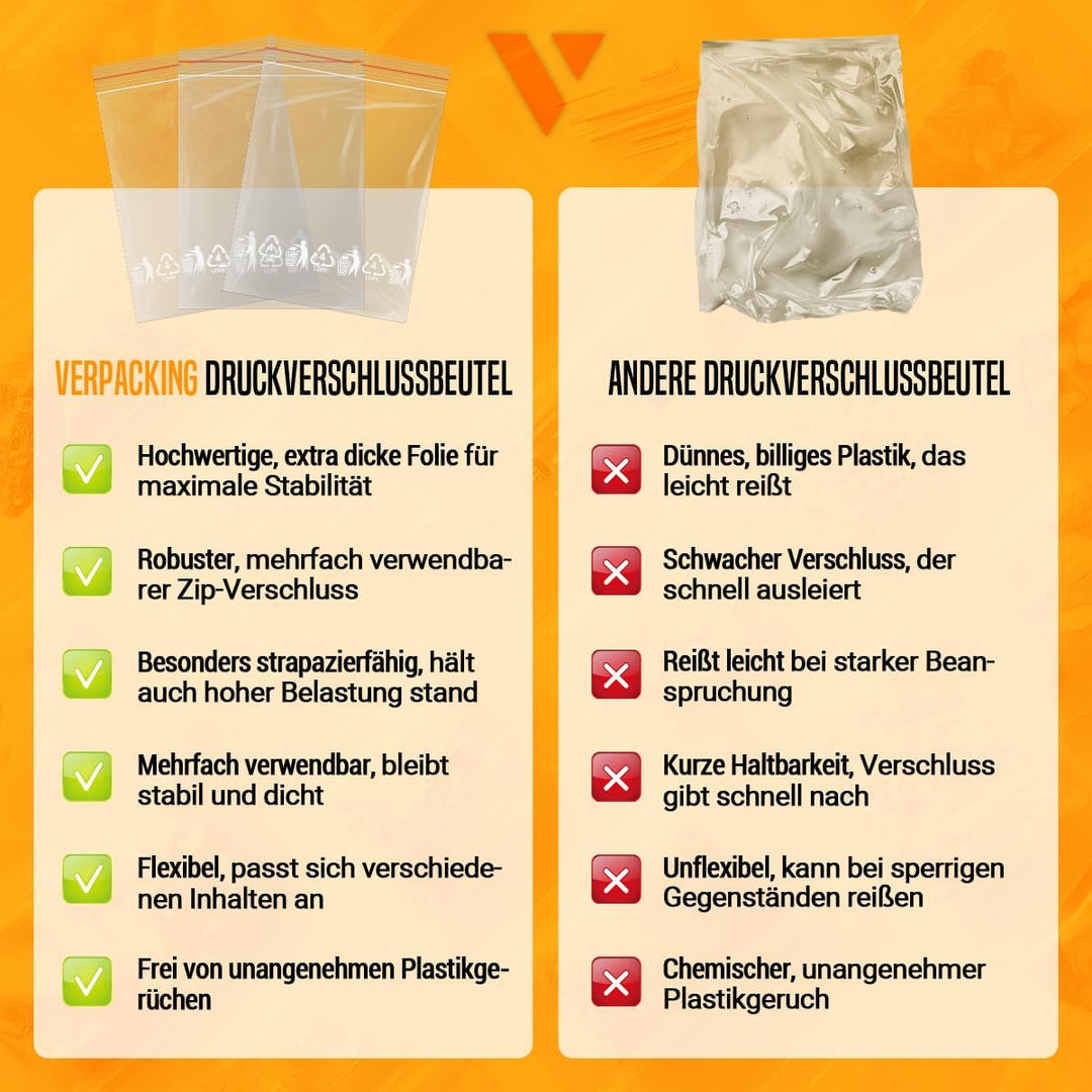 verpacking Druckverschlussbeutel 300 x 400 mm Transparent 50 mµ Polybeutel Zip-Beutel Wiederverschli