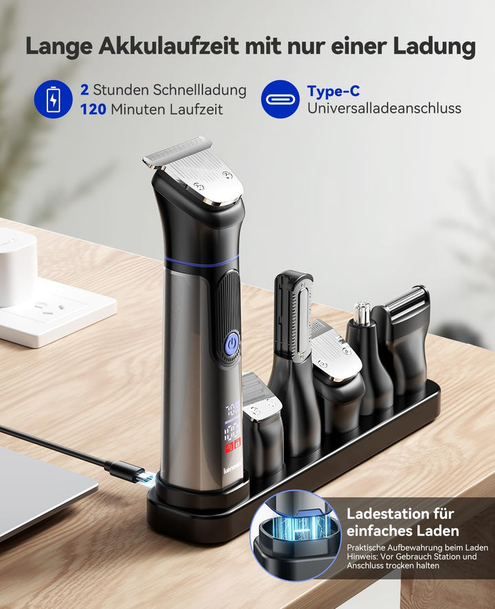 kensen Barttrimmer Herren,18 In 1 Bartschneider Set Wasserdicht Beard Trimmer Usb-C Bart Rasierer El