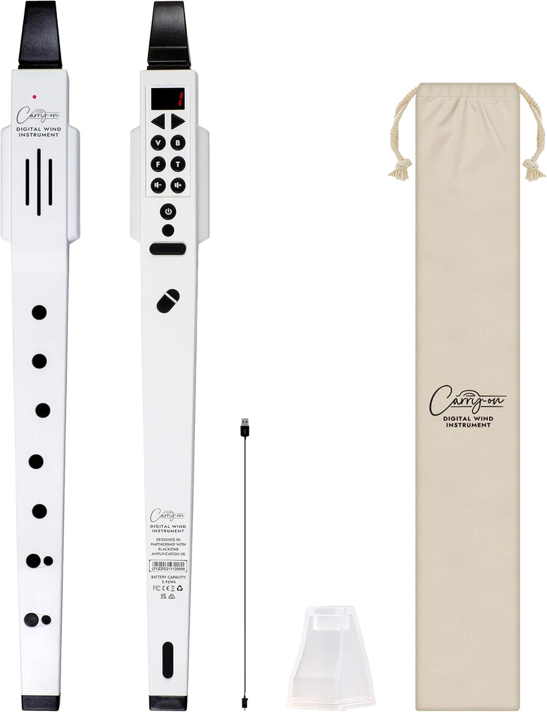 Carry-on by Blackstar Digitales Blasinstrument Weiss - 10 Stimmen, integrierter, wiederaufladbarer U