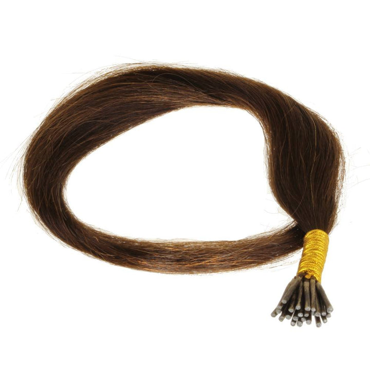hair2heart 200 x Microring I-Tip Extensions aus Echthaar, 50cm, 1g Strähnen, glatt - Farbe 2 dunkelb
