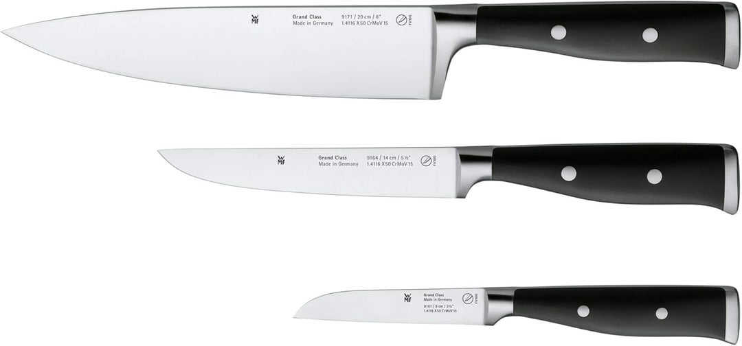 WMF Grand Class Messerset 3teilig & Grand Class Santoku Messer 33 cm, Made in Germany, Messer geschm