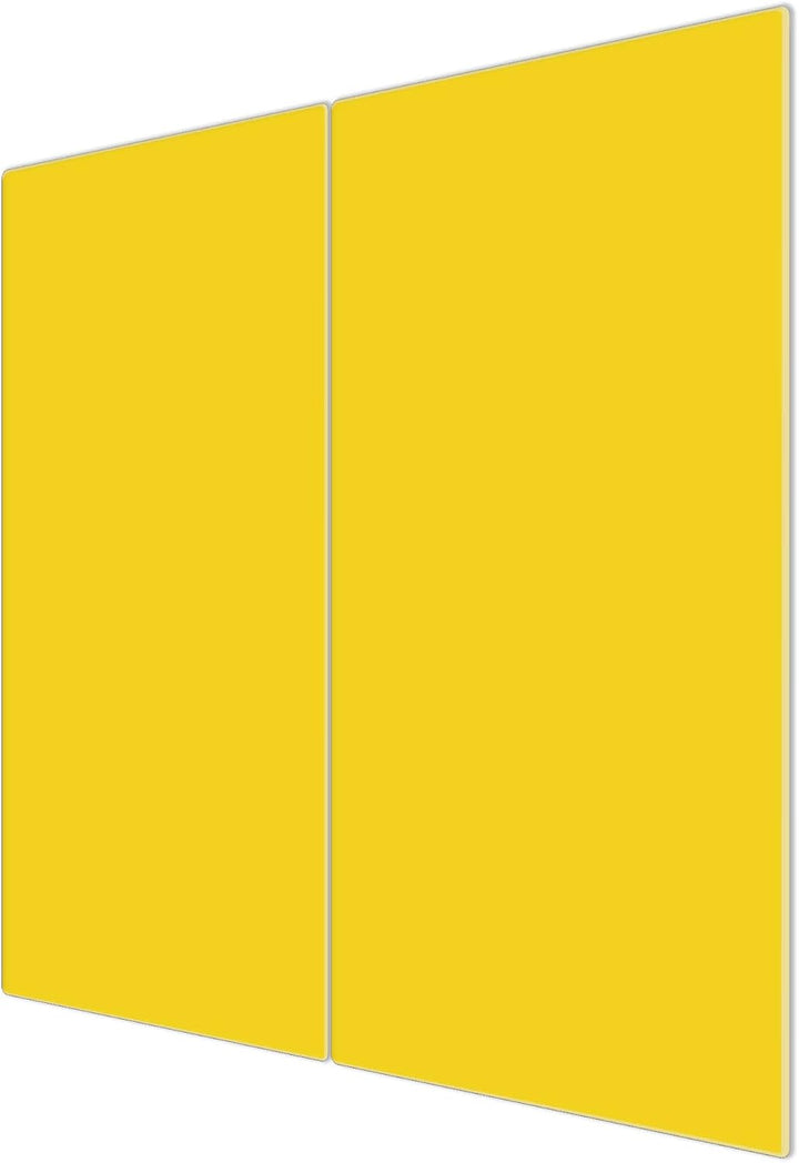 banjado® Herdabdeckplatte Glas 2-teilig je 30x52 cm/Schneidebrett Herdabdeckung mit Motiv Sonnengelb